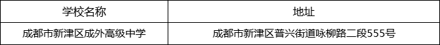 成都市新津區(qū)成外高級中學(xué)地址在哪里？