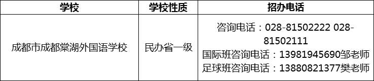 2024年成都市成都棠湖外國語學(xué)校招辦電話是多少？