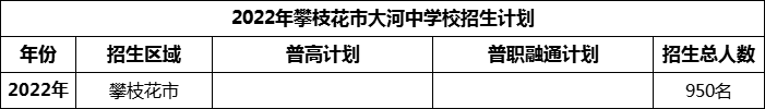 2024年攀枝花市大河中學校招生計劃是多少？