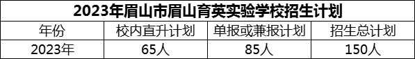 2024年眉山市眉山育英實驗學(xué)校招生計劃是多少？
