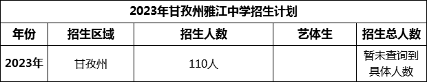 2024年甘孜州雅江中學招生計劃是多少？