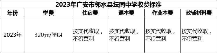 2024年廣安市鄰水縣壇同中學(xué)學(xué)費多少錢？